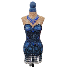 Load image into Gallery viewer, Mannequin Mosaic Sculpture handmade Christmas & Roaring Twenties year round Sapphire Blue MA103