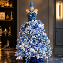 Load image into Gallery viewer, Mannequin Mosaic Sculpture handmade Christmas & Roaring Twenties year round Sapphire Blue MA103