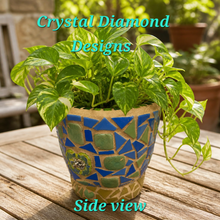 Load image into Gallery viewer, Flower Pot Planter Handmade Tiles , Jewelry & Glass Tiles Mosaic Planter F259