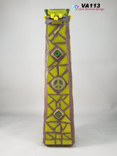 Load image into Gallery viewer, Tall Green Peace Glass Vase Mosaic Handmade VA113