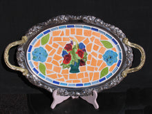 Load image into Gallery viewer, Mosaic Flower Bouquet Silver Tray Handmade - TR101