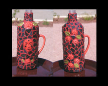 Load image into Gallery viewer, Red and Black Mosaic Wine Bottle W204