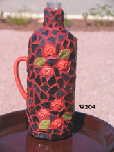 Load image into Gallery viewer, Red and Black Mosaic Wine Bottle W204