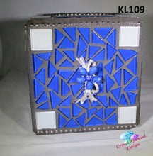 Load image into Gallery viewer, Blue & White Glass Tissue Box Cover Handmade Mosaic KL109