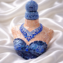 Load image into Gallery viewer, Mannequin Mosaic Sculpture handmade Christmas &amp; Roaring Twenties year round Sapphire Blue MA103
