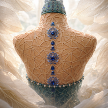 Load image into Gallery viewer, Mannequin Mosaic Sculpture handmade Christmas &amp; Roaring Twenties year round Sapphire Blue MA103

