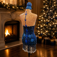 Load image into Gallery viewer, Mannequin Mosaic Sculpture handmade Christmas &amp; Roaring Twenties year round Sapphire Blue MA103

