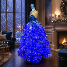 Load image into Gallery viewer, Mannequin Mosaic Sculpture handmade Christmas &amp; Roaring Twenties year round Sapphire Blue MA103
