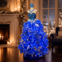 Load image into Gallery viewer, Mannequin Mosaic Sculpture handmade Christmas &amp; Roaring Twenties year round Sapphire Blue MA103
