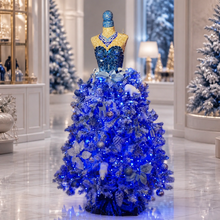 Load image into Gallery viewer, Mannequin Mosaic Sculpture handmade Christmas &amp; Roaring Twenties year round Sapphire Blue MA103
