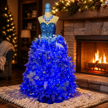 Load image into Gallery viewer, Mannequin Mosaic Sculpture handmade Christmas &amp; Roaring Twenties year round Sapphire Blue MA103
