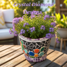 Load image into Gallery viewer, Flower Pot Planter Handmade Tiles , Jewelry &amp; Glass Tiles Mosaic Planter F258
