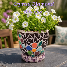 Load image into Gallery viewer, Flower Pot Planter Handmade Tiles , Jewelry &amp; Glass Tiles Mosaic Planter F258
