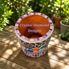 Load image into Gallery viewer, Flower Pot Planter Handmade Tiles , Jewelry &amp; Glass Tiles Mosaic Planter F258
