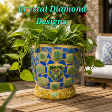 Load image into Gallery viewer, Flower Pot Planter Handmade Tiles , Jewelry &amp; Glass Tiles Mosaic Planter F259
