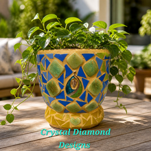 Load image into Gallery viewer, Flower Pot Planter Handmade Tiles , Jewelry &amp; Glass Tiles Mosaic Planter F259
