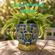Load image into Gallery viewer, Flower Pot Planter Handmade Tiles , Jewelry &amp; Glass Tiles Mosaic Planter F259
