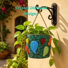 Load image into Gallery viewer, 1/2 Wall Flower Pot Planter Handmade Tiles &amp; Glass Tiles Mosaic Planter F260
