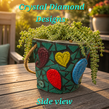Load image into Gallery viewer, 1/2 Wall Flower Pot Planter Handmade Tiles &amp; Glass Tiles Mosaic Planter F260
