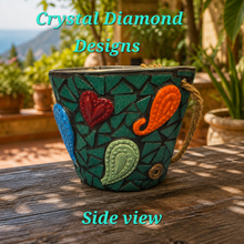 Load image into Gallery viewer, 1/2 Wall Flower Pot Planter Handmade Tiles &amp; Glass Tiles Mosaic Planter F260
