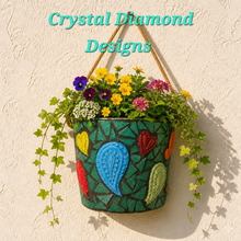 Load image into Gallery viewer, 1/2 Wall Flower Pot Planter Handmade Tiles &amp; Glass Tiles Mosaic Planter F260
