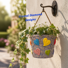 Load image into Gallery viewer, 1/2 Wall Flower Pot Planter Handmade Tiles &amp; Glass Tiles Mosaic Planter F262
