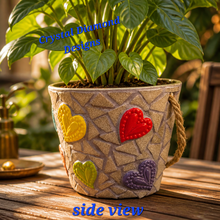Load image into Gallery viewer, 1/2 Wall Flower Pot Planter Handmade Tiles &amp; Glass Tiles Mosaic Planter F262
