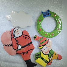 Load image into Gallery viewer, Santa - Elf - Sock Tiles Handmade Ceramic Tiles  M265
