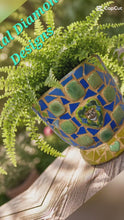 Load and play video in Gallery viewer, Flower Pot Planter Handmade Tiles , Jewelry &amp; Glass Tiles Mosaic Planter F259
