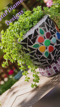 Load and play video in Gallery viewer, Flower Pot Planter Handmade Tiles , Jewelry &amp; Glass Tiles Mosaic Planter F258
