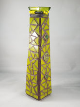 Load image into Gallery viewer, Tall Green Peace Glass Vase Mosaic Handmade VA113
