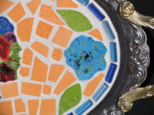 Load image into Gallery viewer, Mosaic Flower Bouquet Silver Tray Handmade - TR101
