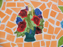 Load image into Gallery viewer, Mosaic Flower Bouquet Silver Tray Handmade - TR101

