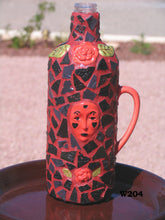 Load image into Gallery viewer, Red and Black Mosaic Wine Bottle W204
