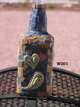 Load image into Gallery viewer, Mosaic Bottle with Paisley Designs Handmade Mosaic  W201
